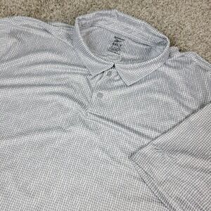 Reebok Mens 4XLT White Gray AOP Geometric Performance Stretch Polo Short Sleeve